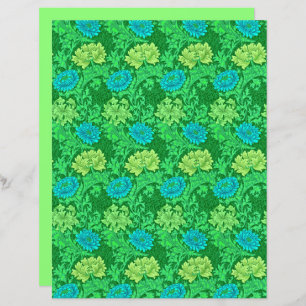 William Morris Chrysanthemums, Verde limão & Aqua