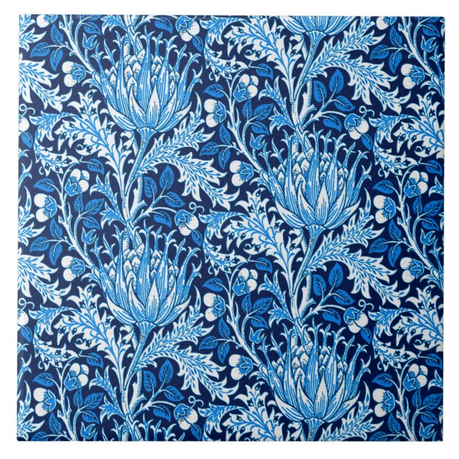 William Morris Damask, Marinho e Branco (Frente)