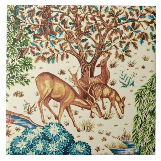 William Morris Deer, de uma Beige da Tapeçaria (Frente)