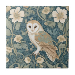 William Morris estilo Esquerdo Teal Cream Coruja