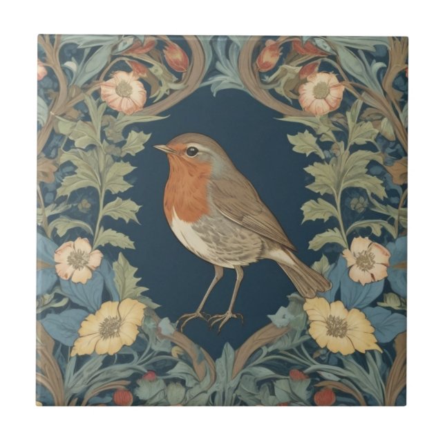 William Morris estilo L Robin Redbreast Bird (Frente)