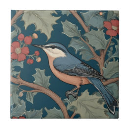 William Morris estilo Left Face Nuthatch Bird