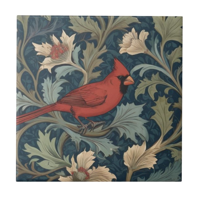 William Morris estilo Red Cardinal Bird (Frente)