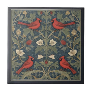 William Morris estilo Red Cardinal Birds
