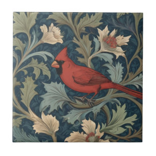 William Morris estilo Red Cardinal Pássaro virado 