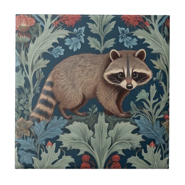 William Morris estilo Right Face Raccoon (Frente)