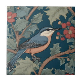 William Morris estilo Right Facing Nuthatch Bird