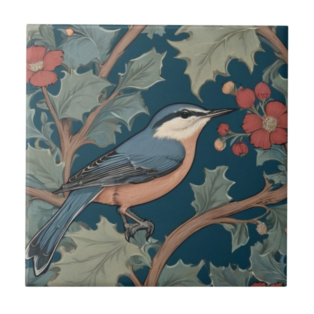 William Morris estilo Right Facing Nuthatch Bird (Frente)