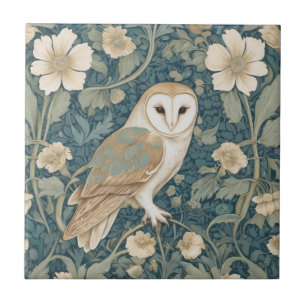 William Morris estilo Right Teal Cream Barn Owl