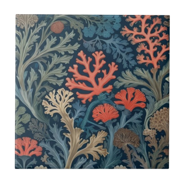 William Morris estilo Underwater Sea Ocean Coral (Frente)