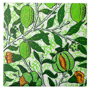 William Morris Exotic Fruta, Verde limão e Coral