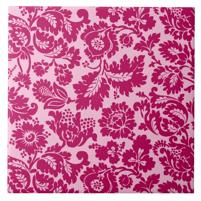 William Morris Floral Damask, Fuchsia e Rosa (Frente)