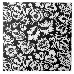 William Morris Floral Damask, Preto e Branco