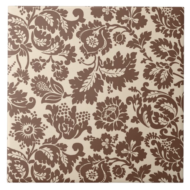 William Morris Floral Damask, Taupe Tan em Beige (Frente)