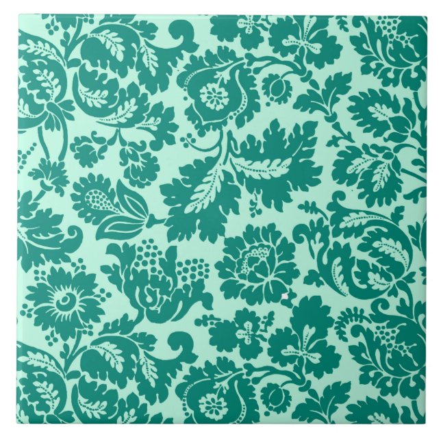 William Morris Floral Damask, Turquoise e Aqua (Frente)