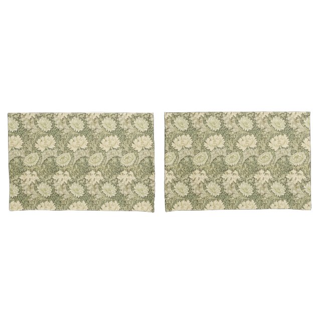 William Morris Floral Elegance Dourado e Verde (Frente - conjunto)