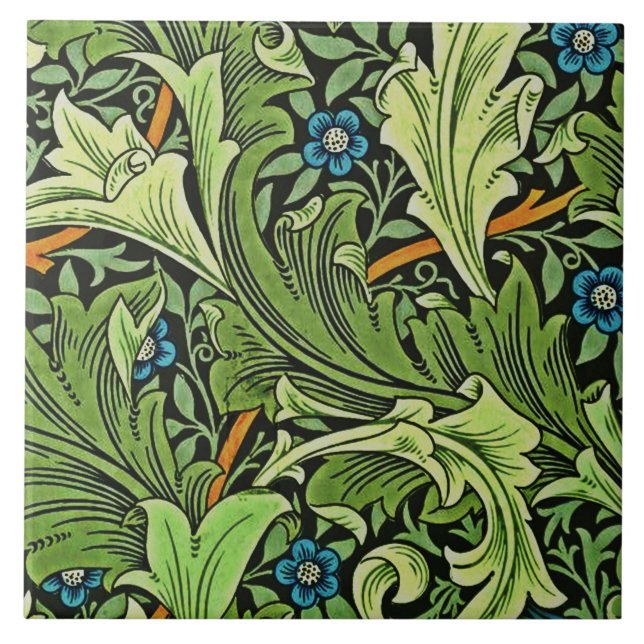 William Morris Floral Padrão Azul Amarelo Verde (Frente)