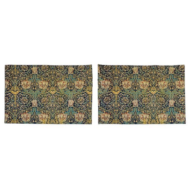 William Morris Floral Padrão Dourado Turquoise Ver (Verso - conjunto)