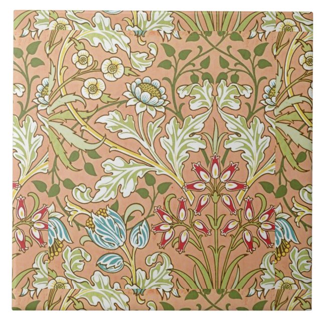 William Morris Floral Pattern Flowers Pink Blue    (Frente)