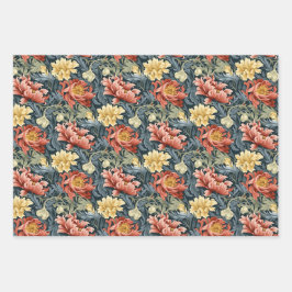 William Morris Floral Style Molhando Folhas de Pap