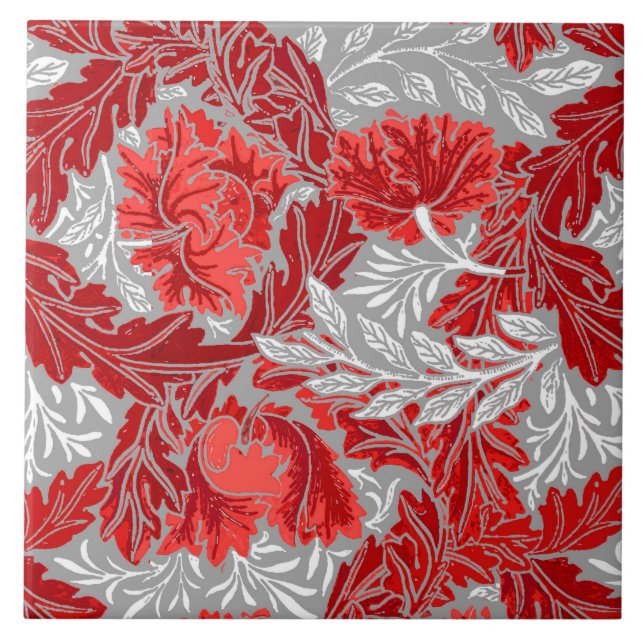 William Morris floral, vermelho escuro e (Frente)