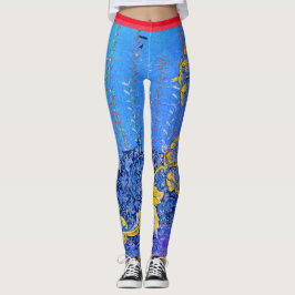 William Morris FLOWERS E LEGGINGS AZUIS JAPONESES