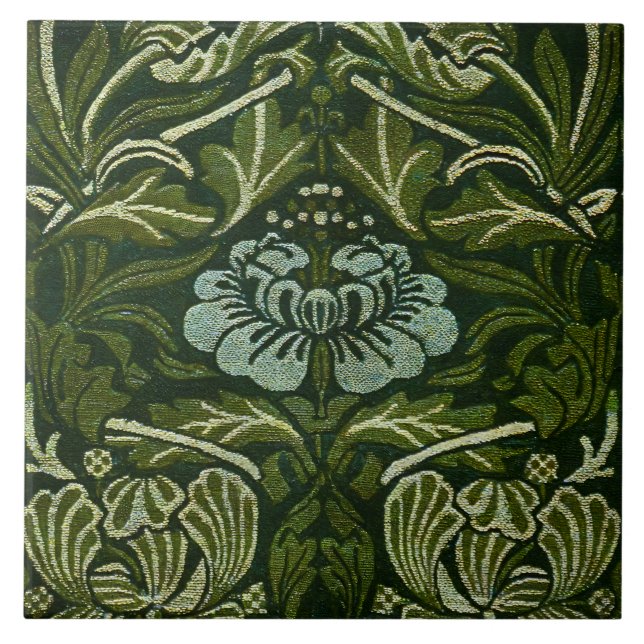 William Morris Grandes Folhas Verdes e Flor Azul (Frente)