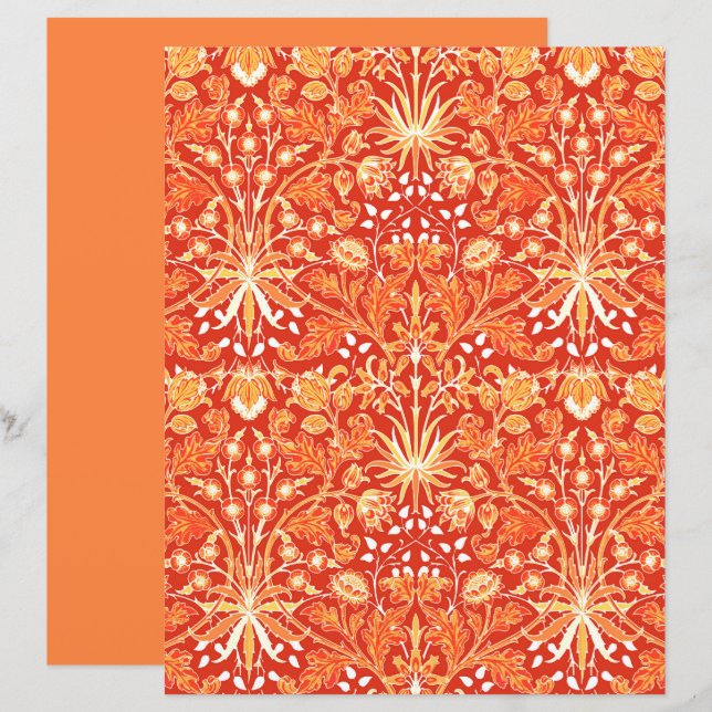 William Morris Hyacinth Impressão, Mandarin Orange (Frente/Verso)