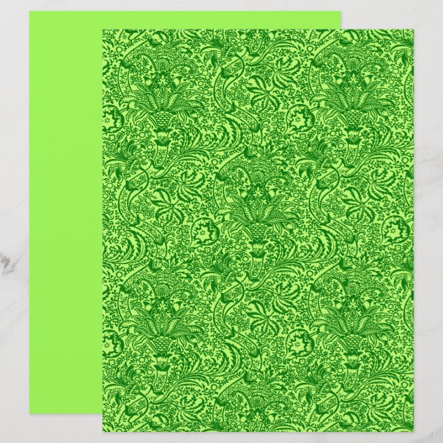 William Morris Indian, Limão e Emerald Green (Frente/Verso)