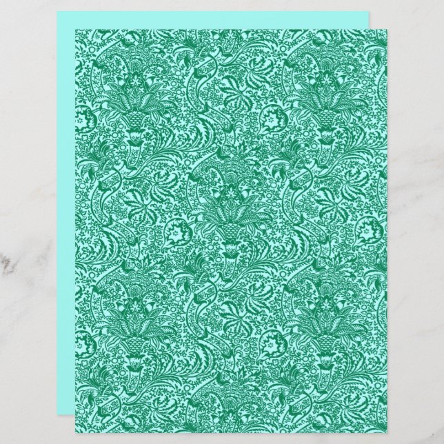 William Morris Indian, Turquoise e Light Aqua (Frente/Verso)