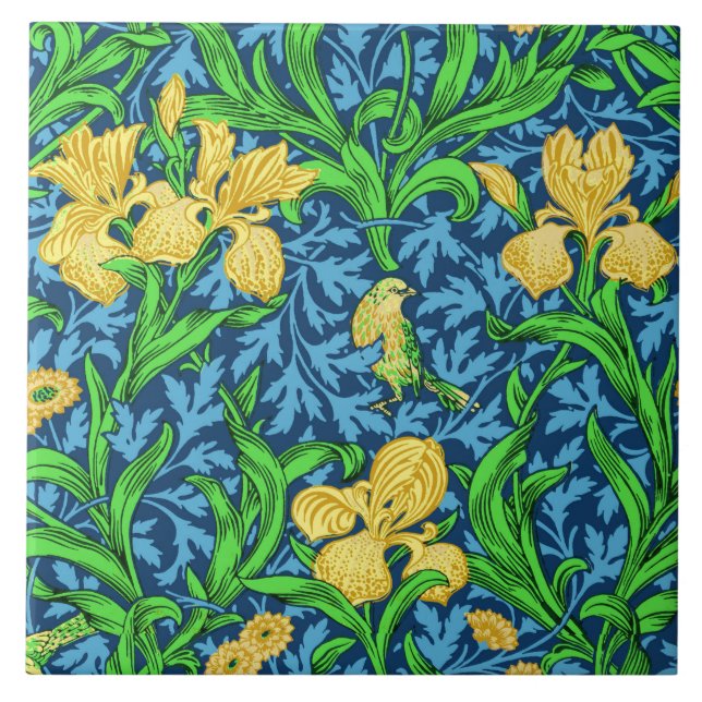 William Morris Irises, Amarelo e Cobalto Azul (Frente)