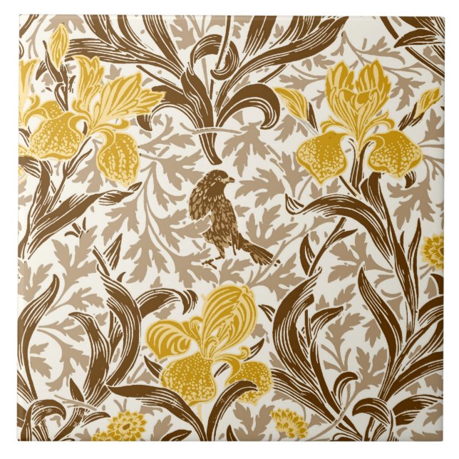 William Morris Irises, Mostarda Dourada, Brown & B (Frente)