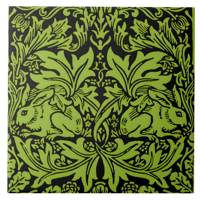 William Morris Irmão Coelho Verde Sage Preto (Frente)