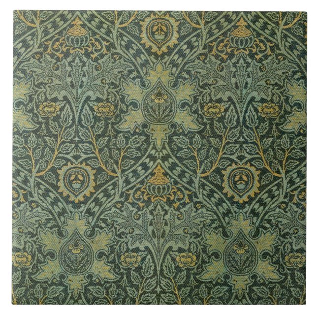 William Morris Ispahan Verde Teal Floral Arte (Frente)