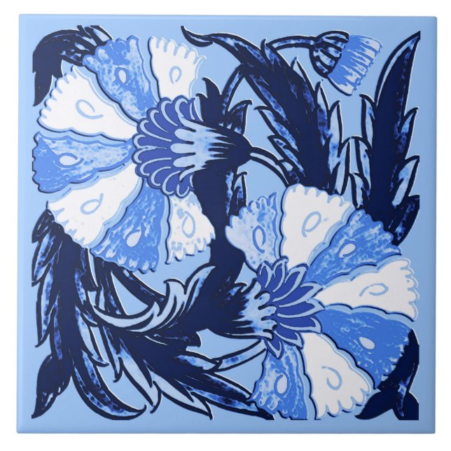 William Morris Jacobean, Marinho e azul claro (Frente)