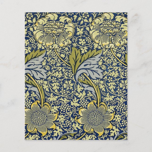 William Morris Kennet Floral Wallpaper Azul (Frente)