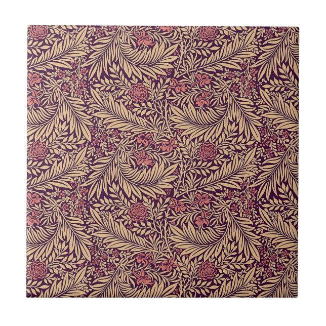 William * Morris Larkspur Floral Dourada Burgundy (Frente)