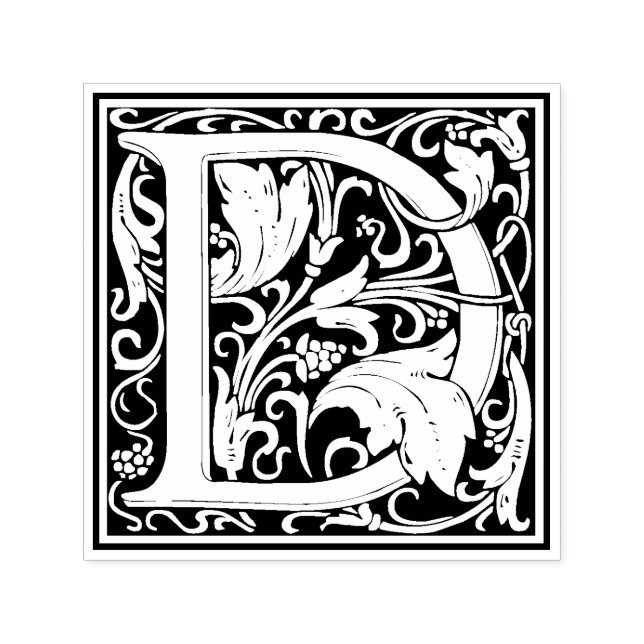 William Morris - Letra D - Carimbo Floral Vitorian (Design)