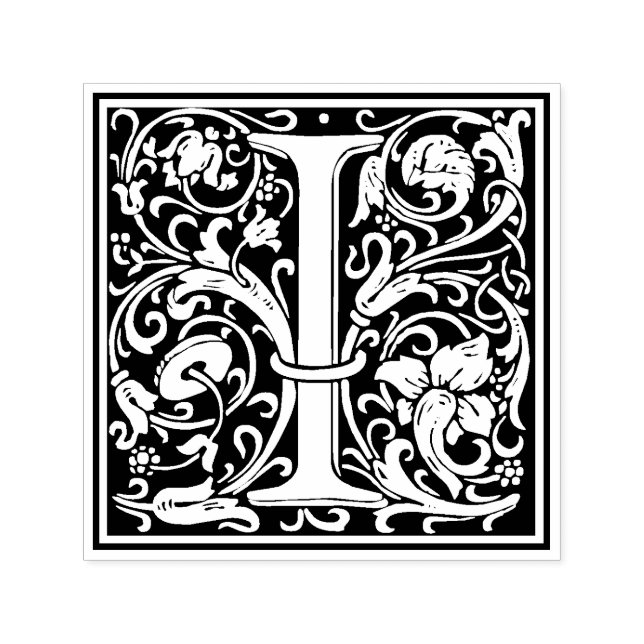 William Morris - Letra I Carimbo Floral Vitoriano (Design)