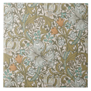 William Morris Lírio Dourado Azul Clássico Dourado