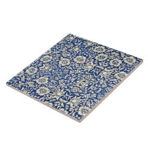 William Morris Mallow Flowers Floral Azul Branco