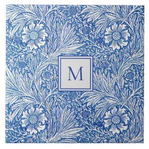 William Morris Marigold Blue Monograma