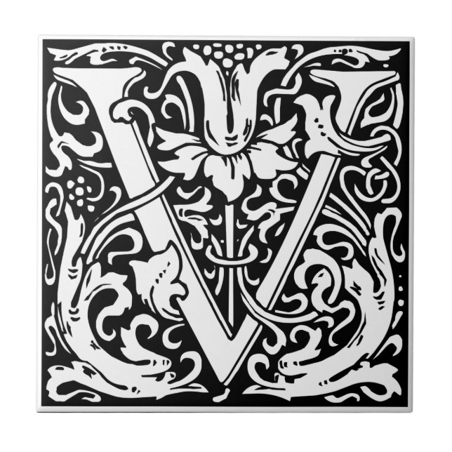 William Morris Monogrammed - Letra V (Frente)