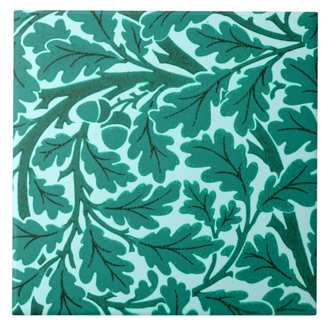 William Morris Oak Leaves, Turquesa e Aqua (Frente)