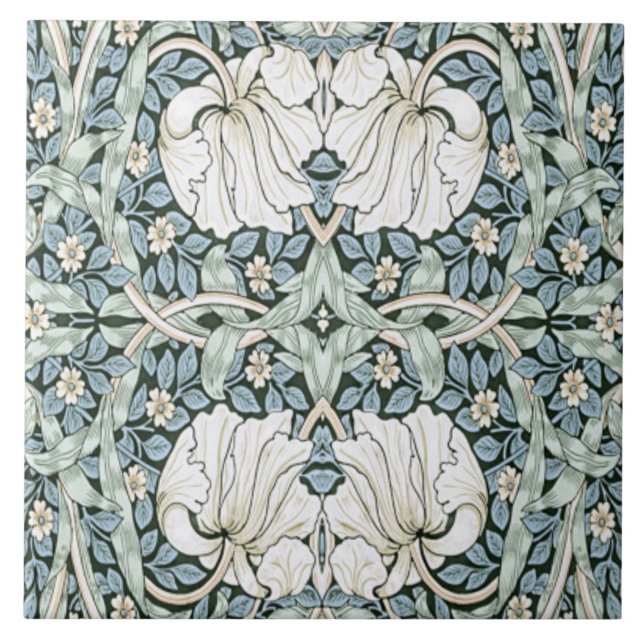 William Morris Pimpernel Azul Padrão Intricado  (Frente)