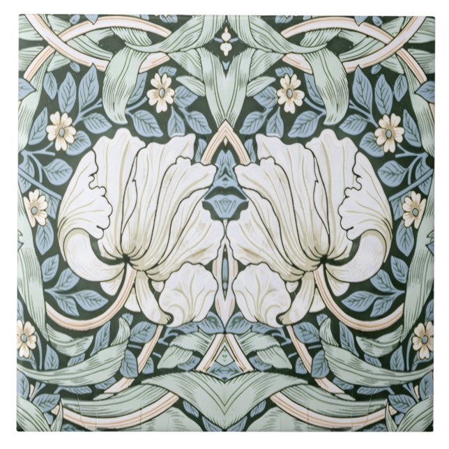 William Morris Pimpernel Azul Padrão Intricado  (Frente)
