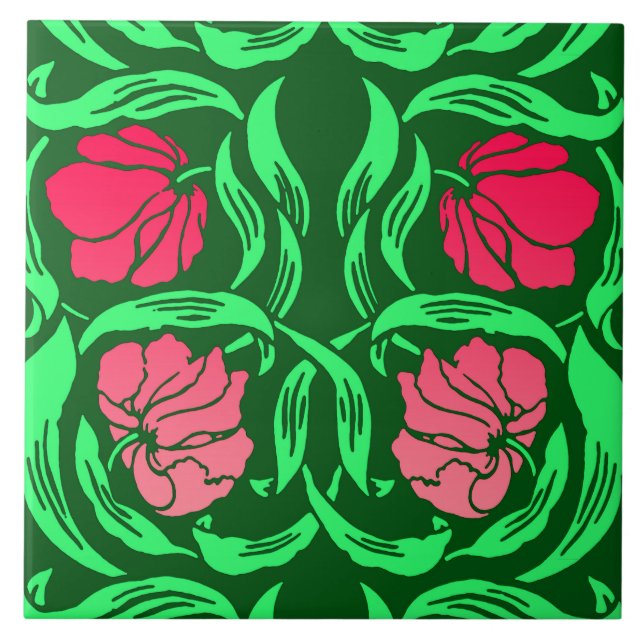 William Morris Pimpernel, Coral Pink e Green (Frente)