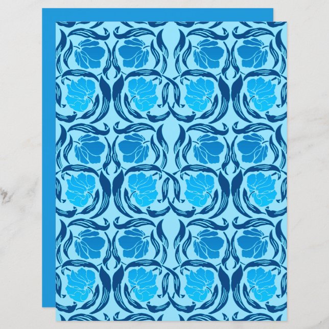 William Morris Pimpernel, Denim e Azul Claro (Frente/Verso)