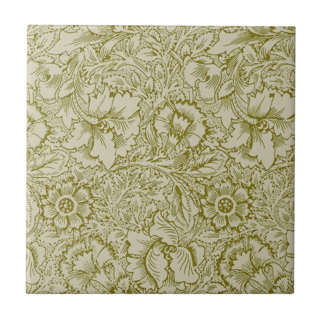 William Morris Poppy Classic Floral Green (Frente)