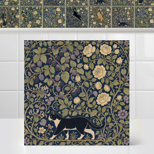 William Morris Preto Branco Gato Linha de Base Dos